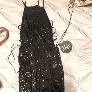 Black mini sequin dress!